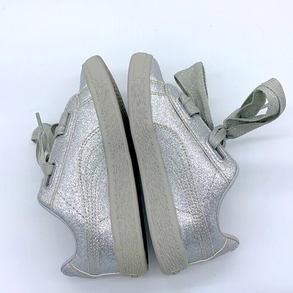 Puma Silver Glitter Basket Heart Sneakers - Picture 4 of 9